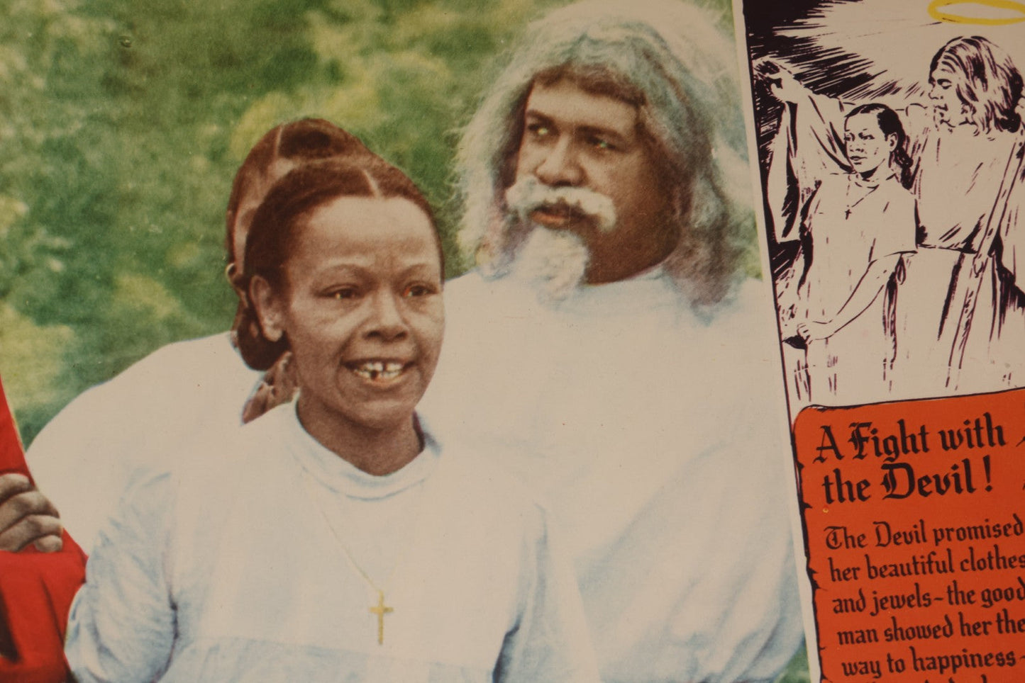 Lot 143 - Vintage Lobby Card From The All-Black Cast Gospel Race Film "Going To Glory ... Come To Jesus" Depicting The Devil Tempting A Woman, Royal Gospel Productions, Circa 1946–1947, Lost Film, 14" x 11"