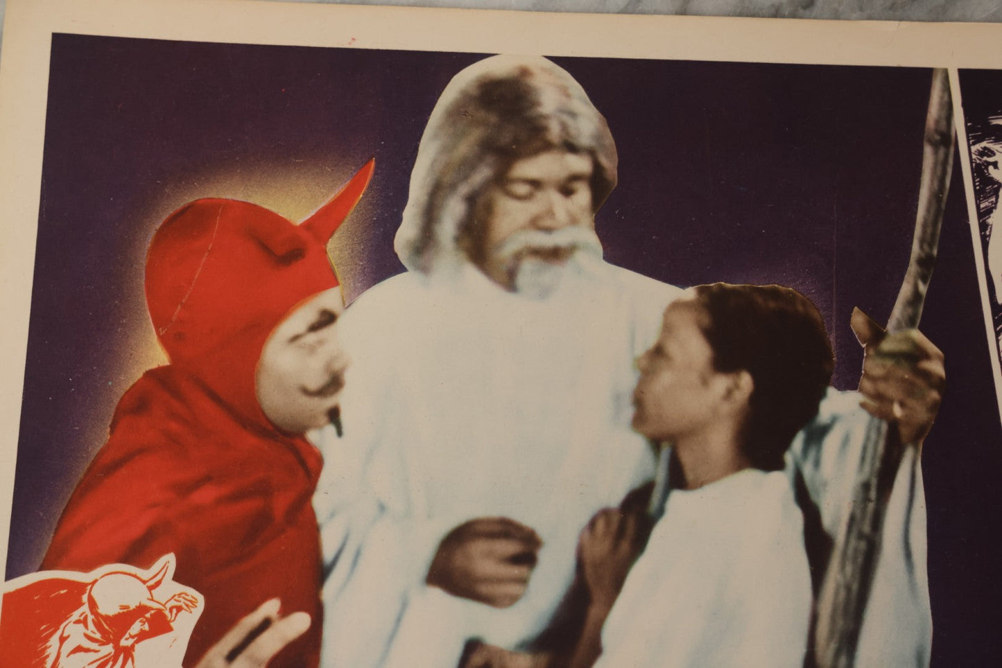 Lot 144 - Vintage Lobby Card From The All-Black Cast Gospel Race Film "Going To Glory ... Come To Jesus" Depicting The Devil Confronting The Prophet And Woman, Royal Gospel Productions, Circa 1946–1947, Lost Film, 14" x 11"