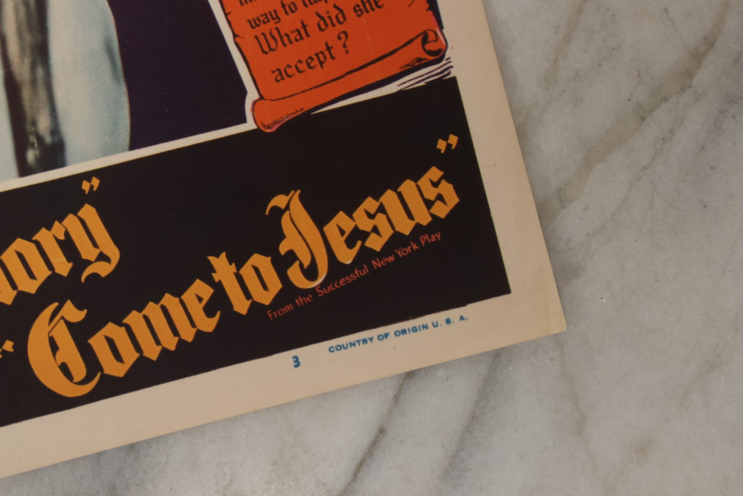 Lot 144 - Vintage Lobby Card From The All-Black Cast Gospel Race Film "Going To Glory ... Come To Jesus" Depicting The Devil Confronting The Prophet And Woman, Royal Gospel Productions, Circa 1946–1947, Lost Film, 14" x 11"