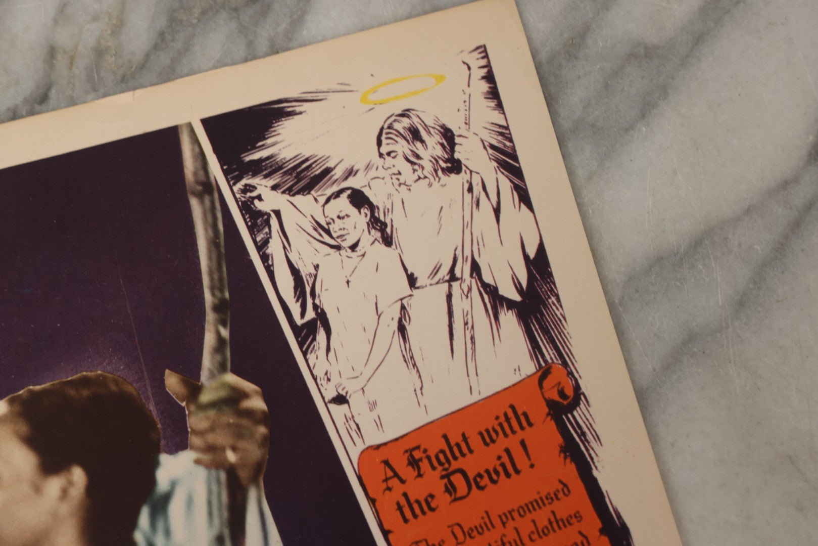 Lot 144 - Vintage Lobby Card From The All-Black Cast Gospel Race Film "Going To Glory ... Come To Jesus" Depicting The Devil Confronting The Prophet And Woman, Royal Gospel Productions, Circa 1946–1947, Lost Film, 14" x 11"
