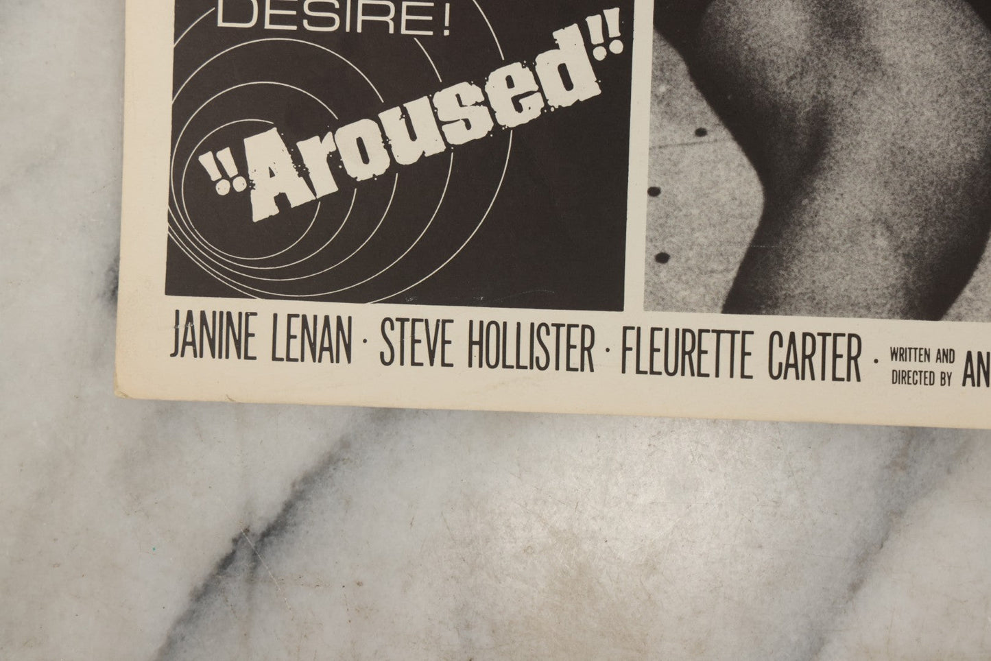 Lot 147 - Vintage Lobby Card From The 1960s Sexploitation Thriller “Aroused!,” Cambist Films, 1966, 14" x 11"