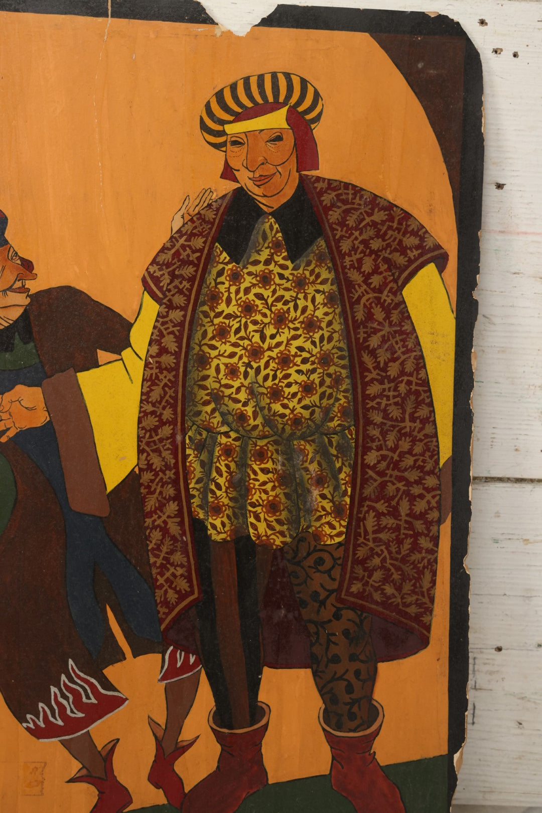 Lot 148 - Vintage Hand-Painted Theatrical Set And Costume Design Depicting Two Renaissance Figures In Ornate Costume By Robert E. Van Rosen (1904–1966), Gauche On Bainbridge Illustration Board No. 80, 1920s 15" x 20"
