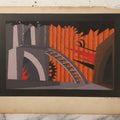 Lot 149 - Antique Hand-Painted Theatrical Set Design For “Princess Turandot” Featuring An Industrial Stage Interior With Arches, Gears, And Flame Motifs, By Robert E. Van Rosen (1904–1966), Gouache On Bainbridge Illustration Board No. 80, 1926, 20" x 15"