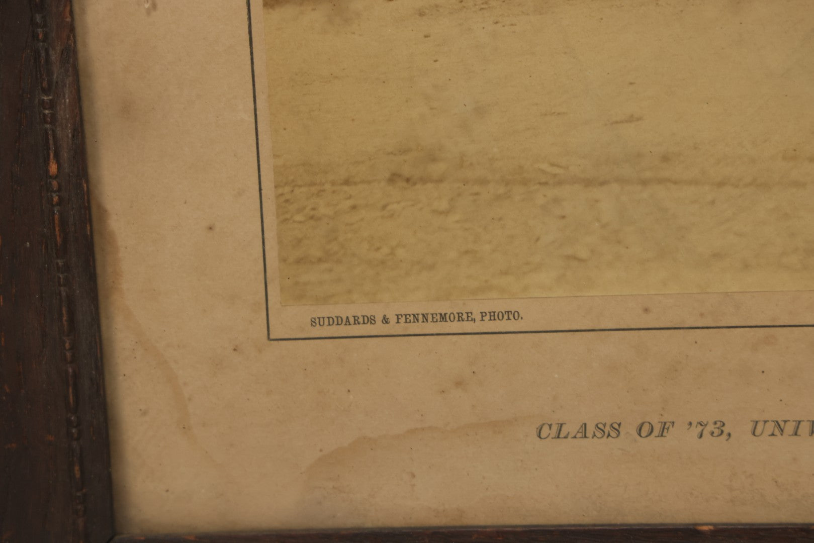 Lot 154 - Antique Boarded Photograph Of The Men Of The Class Of 1873, University Of Pennsylvania, Posed On The Steps Of College Hall, Photographed By Suddards & Fennemore, Philadelphia, Framed, 14-5/8" x 17-5/8"