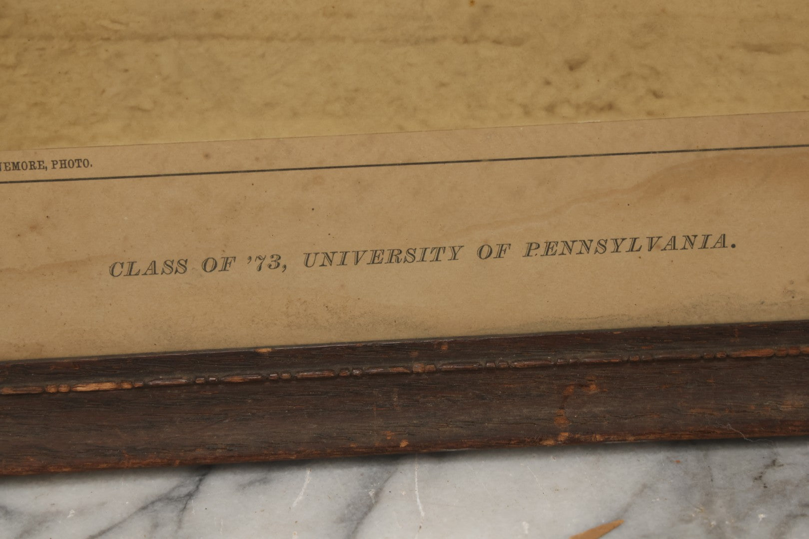 Lot 154 - Antique Boarded Photograph Of The Men Of The Class Of 1873, University Of Pennsylvania, Posed On The Steps Of College Hall, Photographed By Suddards & Fennemore, Philadelphia, Framed, 14-5/8" x 17-5/8"