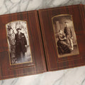 Lot 159 - Antique Victorian Family Photo Album With Brown Leather Covers And Brass Clasp Containing 18 Cabinet Cards, 13 Carte De Visite CDV Photographs, 9 Tintypes, And 4 Long Cabinet Cards Including Hidden Mother And Black Baby Portraits