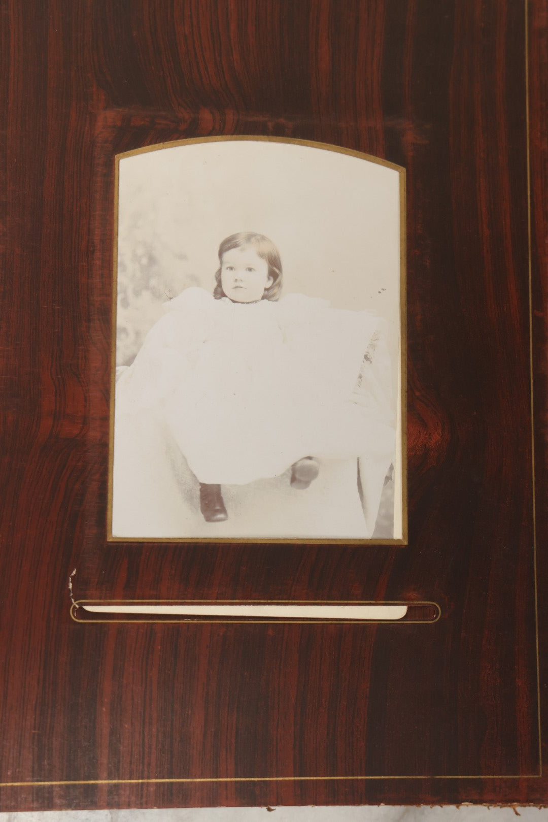 Lot 159 - Antique Victorian Family Photo Album With Brown Leather Covers And Brass Clasp Containing 18 Cabinet Cards, 13 Carte De Visite CDV Photographs, 9 Tintypes, And 4 Long Cabinet Cards Including Hidden Mother And Black Baby Portraits