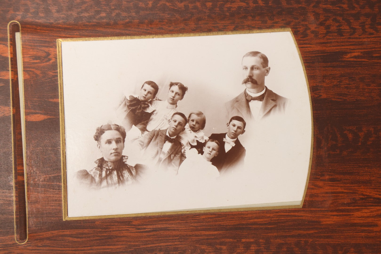 Lot 159 - Antique Victorian Family Photo Album With Brown Leather Covers And Brass Clasp Containing 18 Cabinet Cards, 13 Carte De Visite CDV Photographs, 9 Tintypes, And 4 Long Cabinet Cards Including Hidden Mother And Black Baby Portraits
