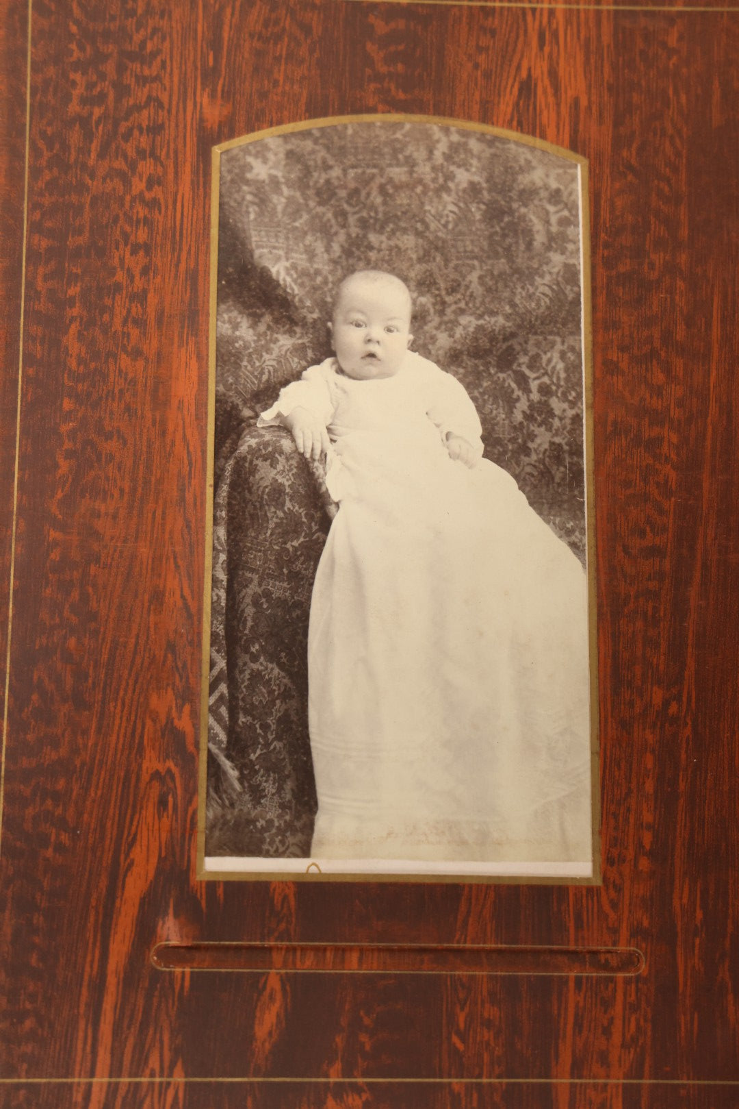 Lot 159 - Antique Victorian Family Photo Album With Brown Leather Covers And Brass Clasp Containing 18 Cabinet Cards, 13 Carte De Visite CDV Photographs, 9 Tintypes, And 4 Long Cabinet Cards Including Hidden Mother And Black Baby Portraits