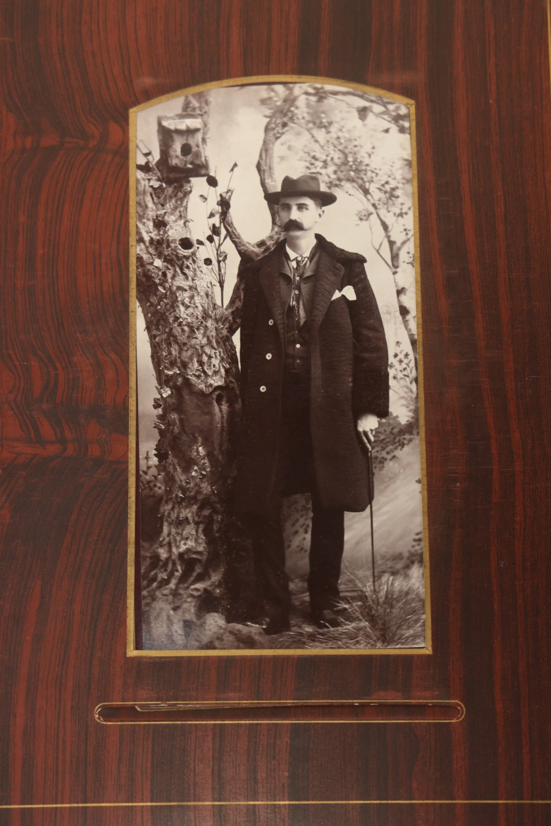 Lot 159 - Antique Victorian Family Photo Album With Brown Leather Covers And Brass Clasp Containing 18 Cabinet Cards, 13 Carte De Visite CDV Photographs, 9 Tintypes, And 4 Long Cabinet Cards Including Hidden Mother And Black Baby Portraits