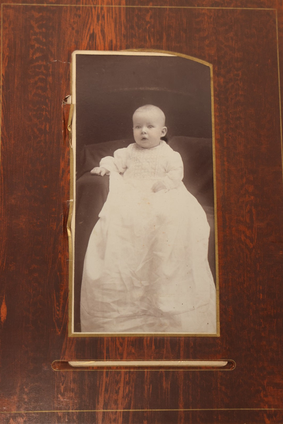 Lot 159 - Antique Victorian Family Photo Album With Brown Leather Covers And Brass Clasp Containing 18 Cabinet Cards, 13 Carte De Visite CDV Photographs, 9 Tintypes, And 4 Long Cabinet Cards Including Hidden Mother And Black Baby Portraits