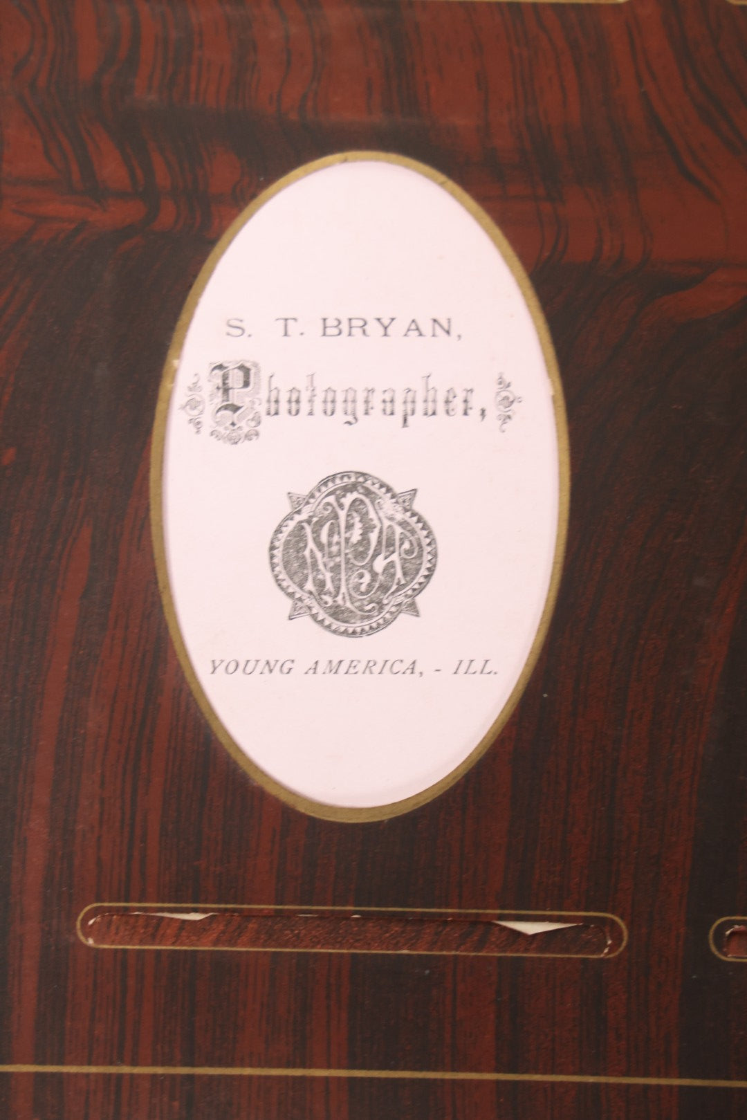 Lot 159 - Antique Victorian Family Photo Album With Brown Leather Covers And Brass Clasp Containing 18 Cabinet Cards, 13 Carte De Visite CDV Photographs, 9 Tintypes, And 4 Long Cabinet Cards Including Hidden Mother And Black Baby Portraits