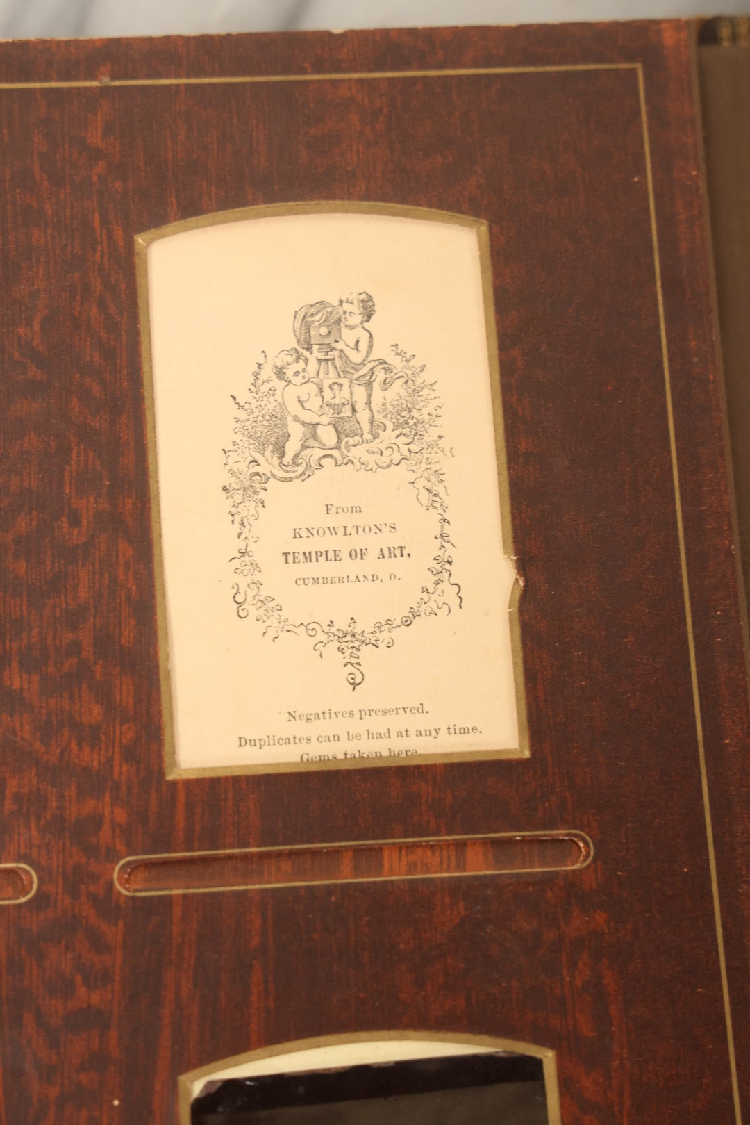 Lot 159 - Antique Victorian Family Photo Album With Brown Leather Covers And Brass Clasp Containing 18 Cabinet Cards, 13 Carte De Visite CDV Photographs, 9 Tintypes, And 4 Long Cabinet Cards Including Hidden Mother And Black Baby Portraits