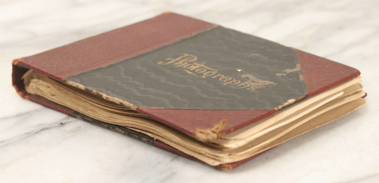 Lot 160 - Antique Snapshot Photo Album With Nineteen Photographs Including Men With Bicycles, Women At Beach, Dog Photos, And Family Memorial, Badger Plain Leaf Album No. 701 By Heinn Specialty Co., Milwaukee, Wisconsin, Circa 1895