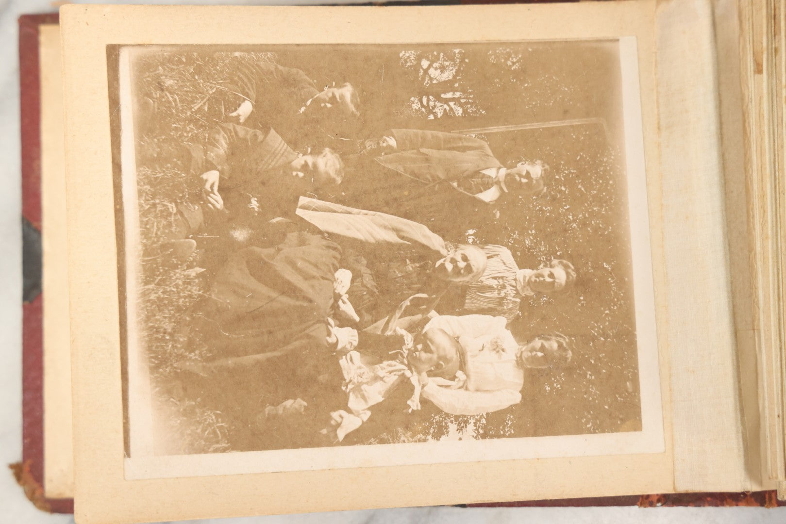 Lot 160 - Antique Snapshot Photo Album With Nineteen Photographs Including Men With Bicycles, Women At Beach, Dog Photos, And Family Memorial, Badger Plain Leaf Album No. 701 By Heinn Specialty Co., Milwaukee, Wisconsin, Circa 1895