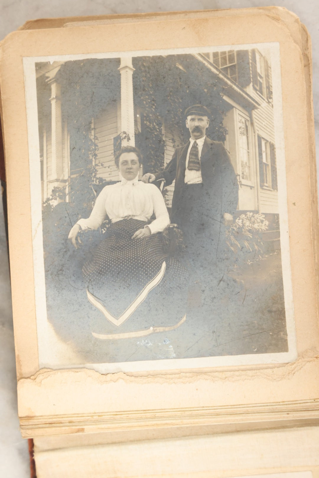 Lot 160 - Antique Snapshot Photo Album With Nineteen Photographs Including Men With Bicycles, Women At Beach, Dog Photos, And Family Memorial, Badger Plain Leaf Album No. 701 By Heinn Specialty Co., Milwaukee, Wisconsin, Circa 1895