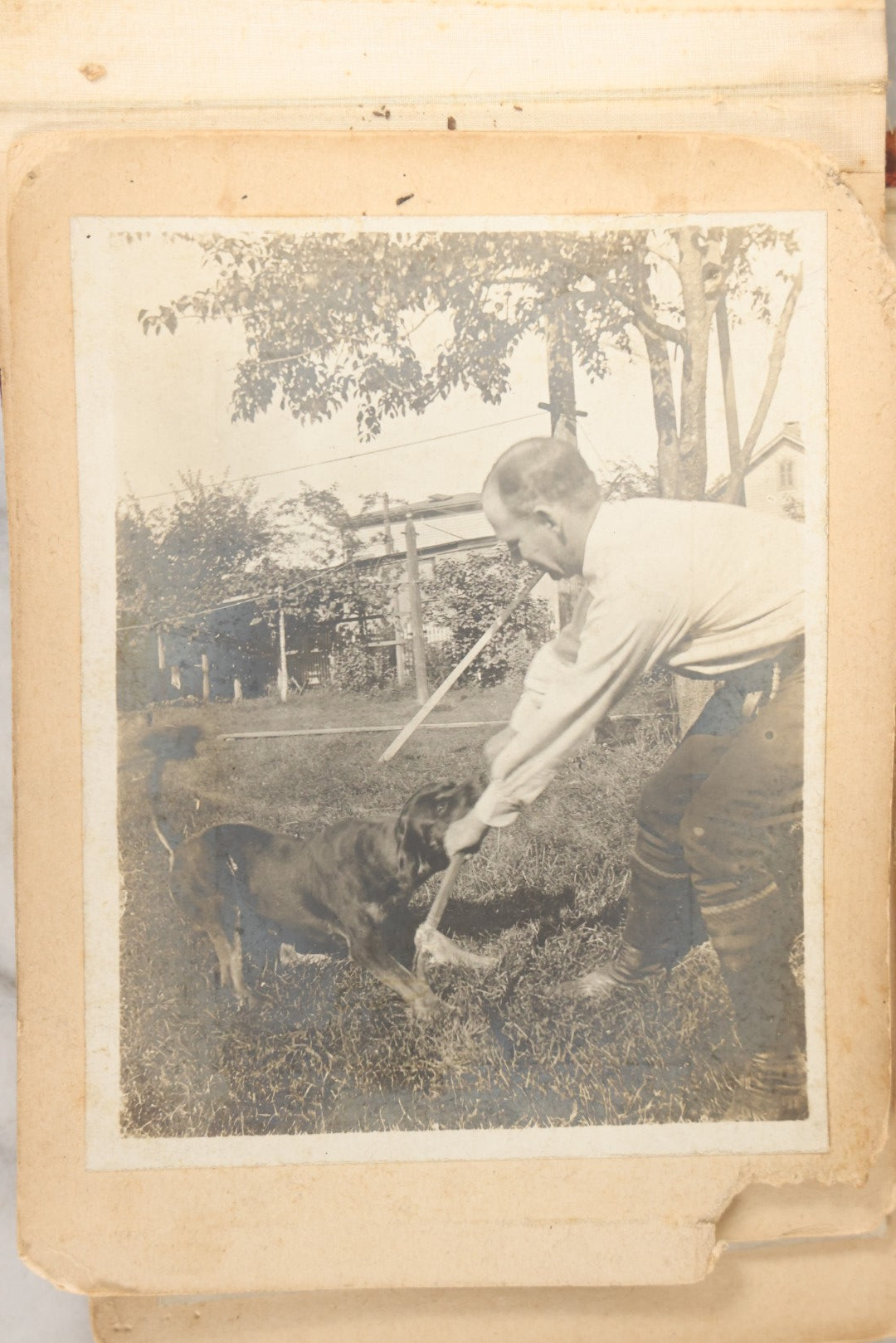 Lot 160 - Antique Snapshot Photo Album With Nineteen Photographs Including Men With Bicycles, Women At Beach, Dog Photos, And Family Memorial, Badger Plain Leaf Album No. 701 By Heinn Specialty Co., Milwaukee, Wisconsin, Circa 1895