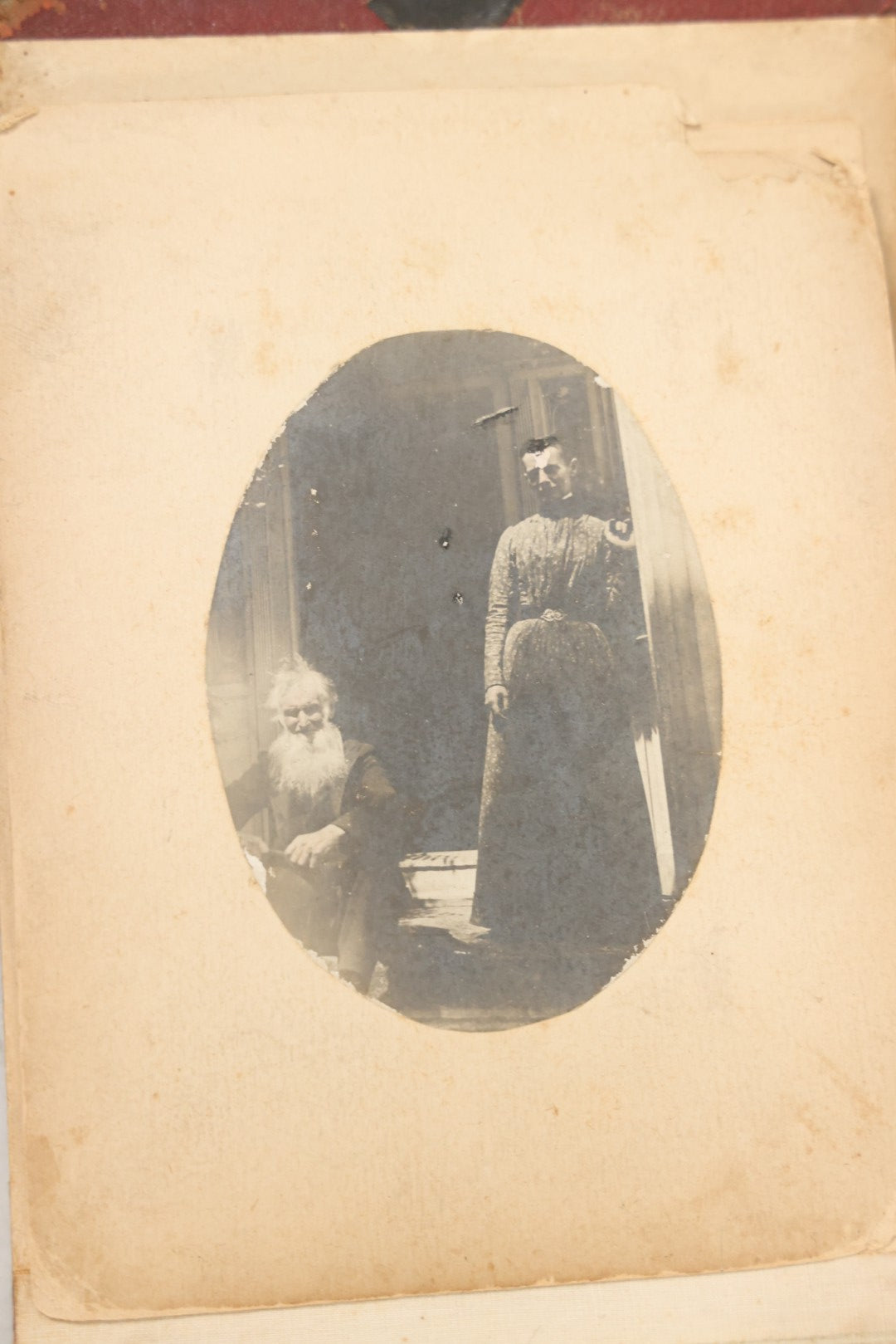 Lot 160 - Antique Snapshot Photo Album With Nineteen Photographs Including Men With Bicycles, Women At Beach, Dog Photos, And Family Memorial, Badger Plain Leaf Album No. 701 By Heinn Specialty Co., Milwaukee, Wisconsin, Circa 1895