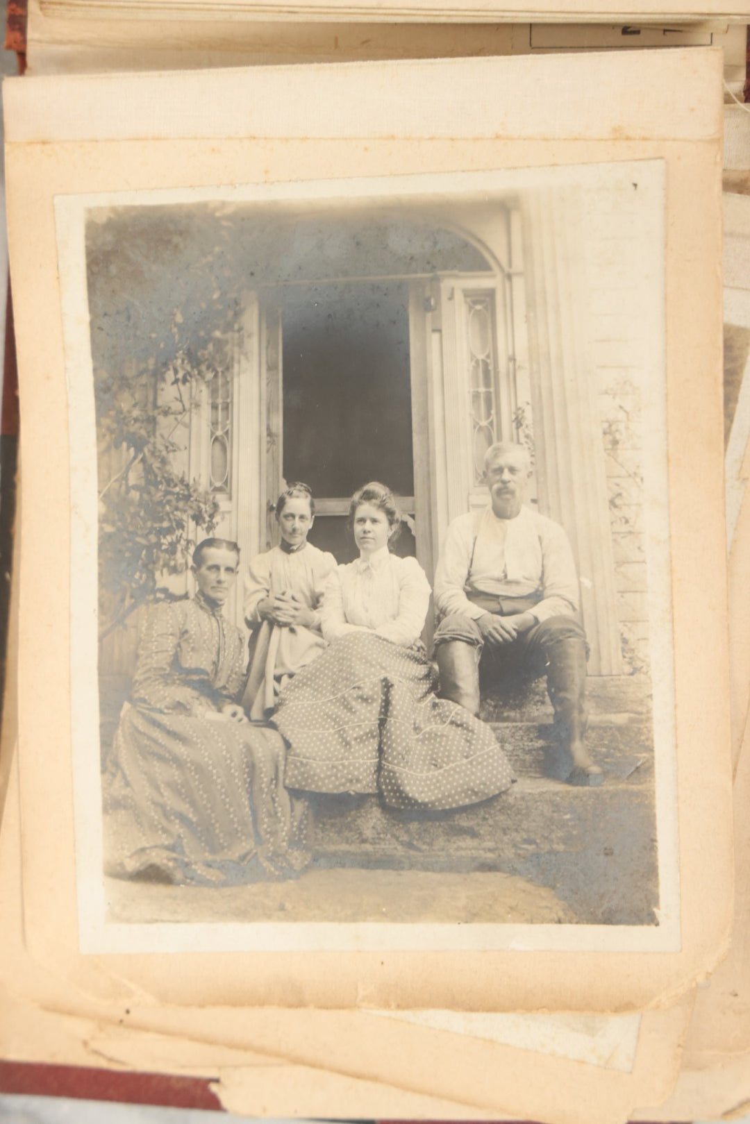 Lot 160 - Antique Snapshot Photo Album With Nineteen Photographs Including Men With Bicycles, Women At Beach, Dog Photos, And Family Memorial, Badger Plain Leaf Album No. 701 By Heinn Specialty Co., Milwaukee, Wisconsin, Circa 1895