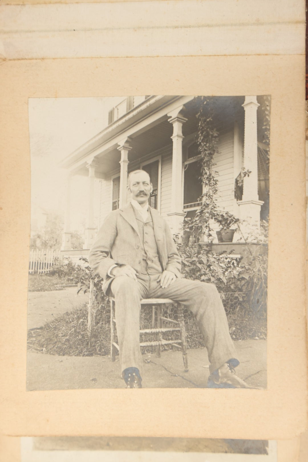 Lot 160 - Antique Snapshot Photo Album With Nineteen Photographs Including Men With Bicycles, Women At Beach, Dog Photos, And Family Memorial, Badger Plain Leaf Album No. 701 By Heinn Specialty Co., Milwaukee, Wisconsin, Circa 1895