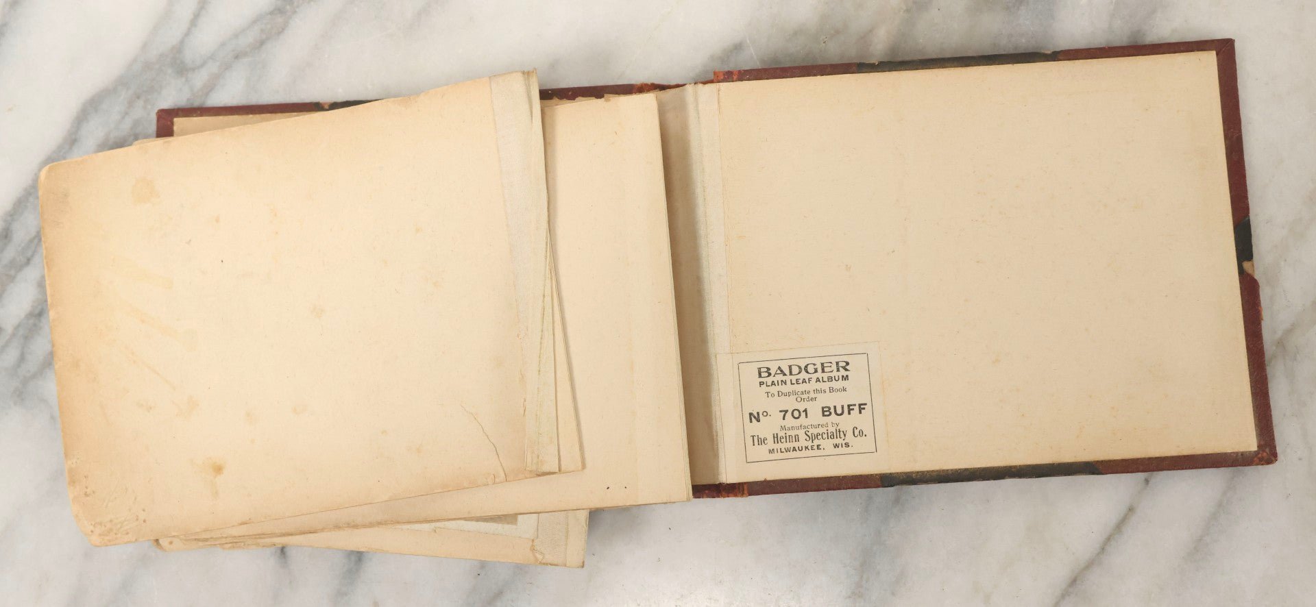 Lot 160 - Antique Snapshot Photo Album With Nineteen Photographs Including Men With Bicycles, Women At Beach, Dog Photos, And Family Memorial, Badger Plain Leaf Album No. 701 By Heinn Specialty Co., Milwaukee, Wisconsin, Circa 1895