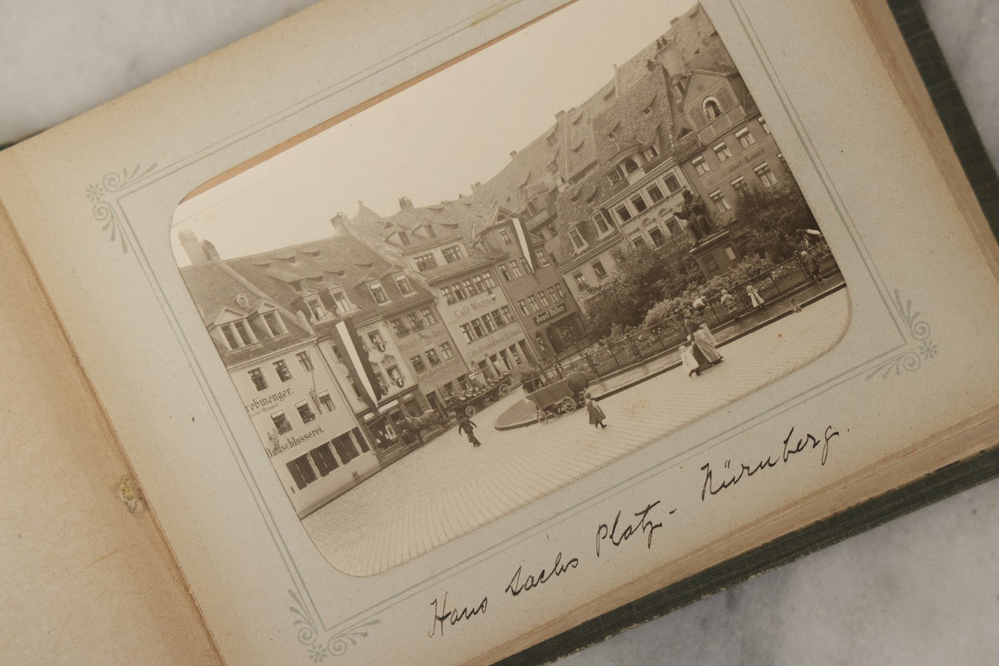 Lot 161 - "Photographien" Antique European Travel Photo Album, Green Hardcover With Black Plaid Stripe Design, Inscribed 1903, Containing Travel Photographs Of Switzerland With Captions