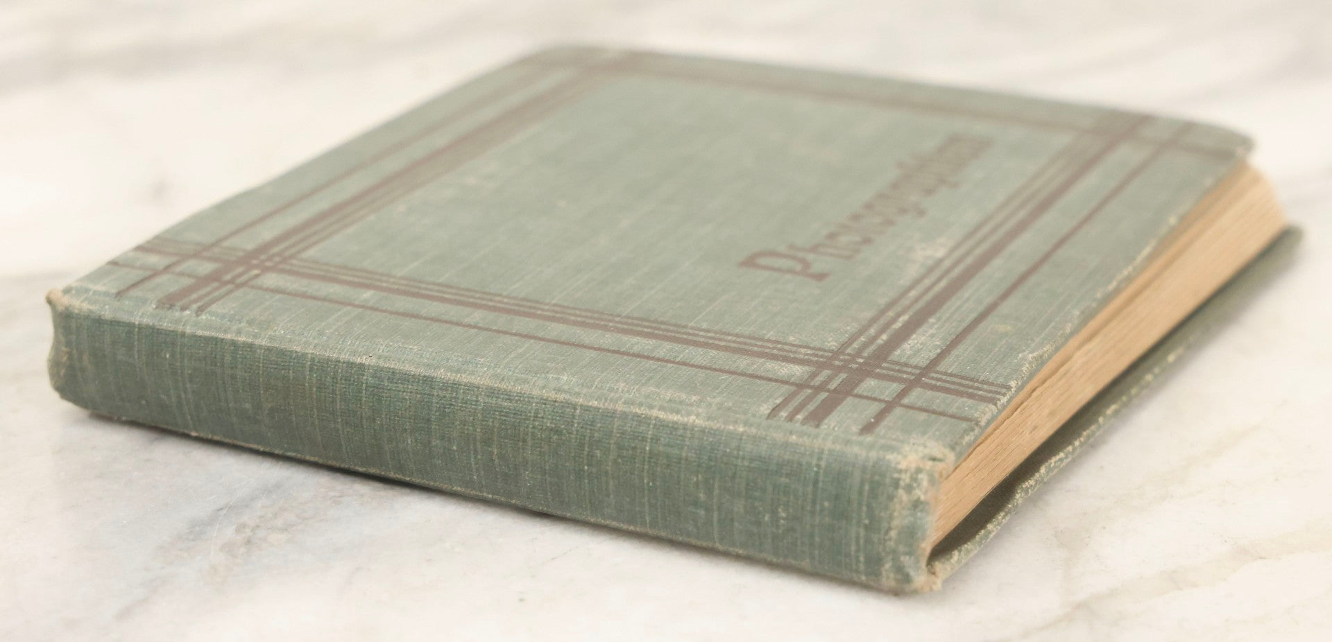 Lot 161 - "Photographien" Antique European Travel Photo Album, Green Hardcover With Black Plaid Stripe Design, Inscribed 1903, Containing Travel Photographs Of Switzerland With Captions