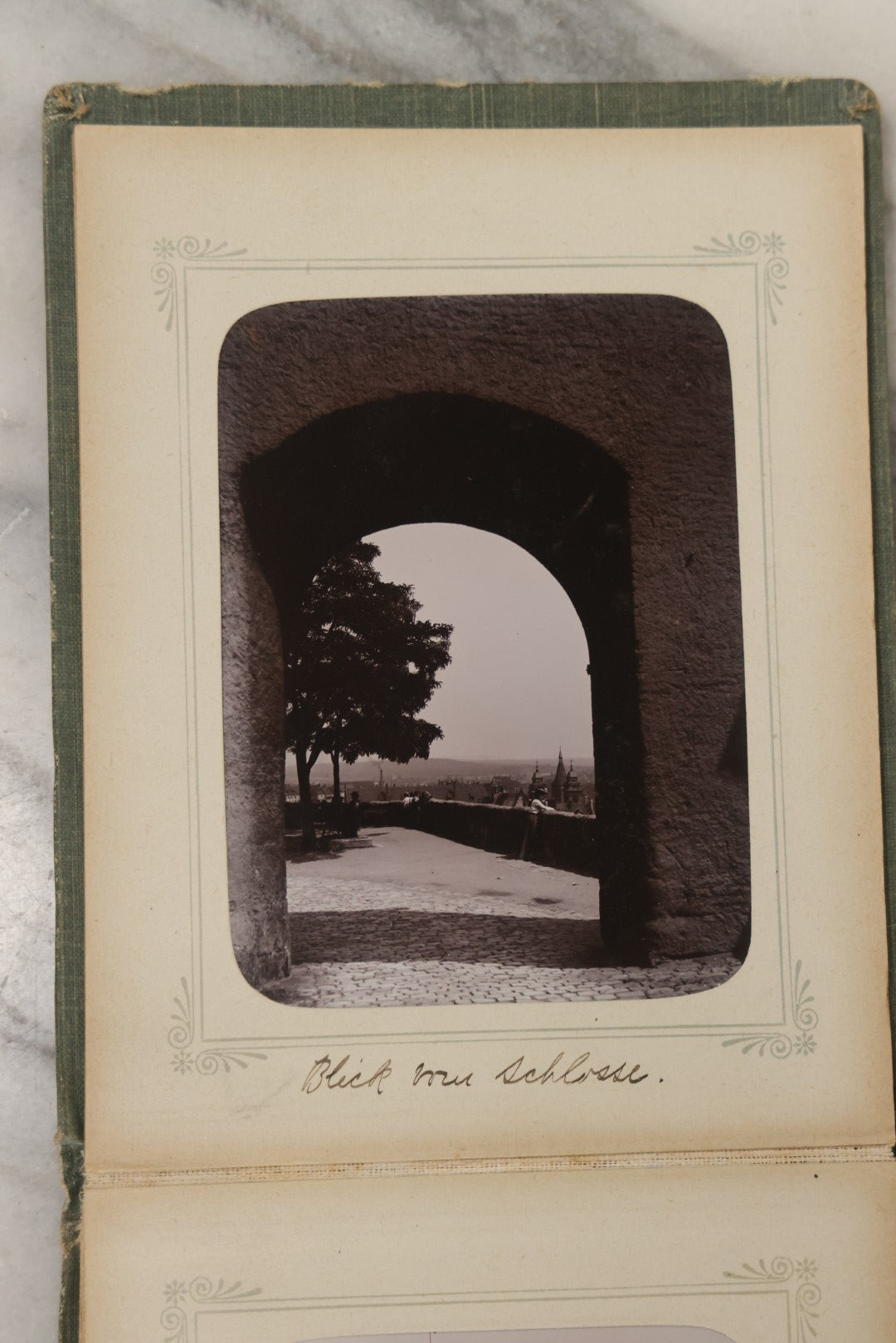 Lot 161 - "Photographien" Antique European Travel Photo Album, Green Hardcover With Black Plaid Stripe Design, Inscribed 1903, Containing Travel Photographs Of Switzerland With Captions