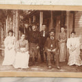 Lot 170 - Antique Boudoir Cabinet Card Photograph Of Men And Women On Cabin Porch, D.S. Brush, Elizabethtown, New York