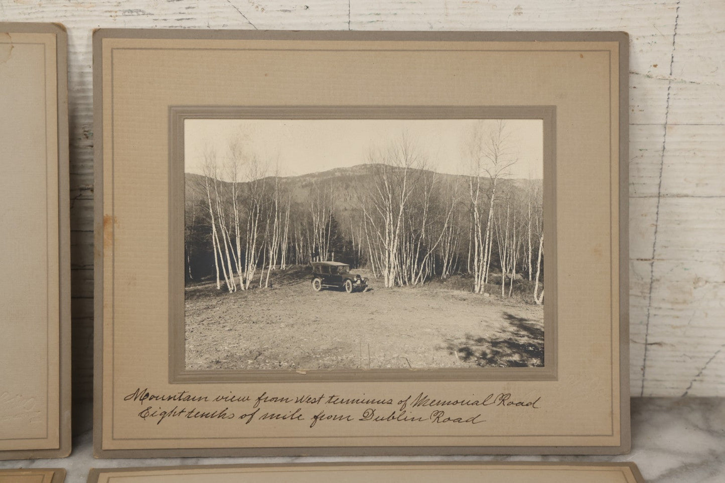 Lot 173 - Grouping Of Four Antique Photographs In Paper Slip Frames Depicting Memorial Road And Surroundings, Photographed By Johnson Studios, East Jaffrey, New Hampshire