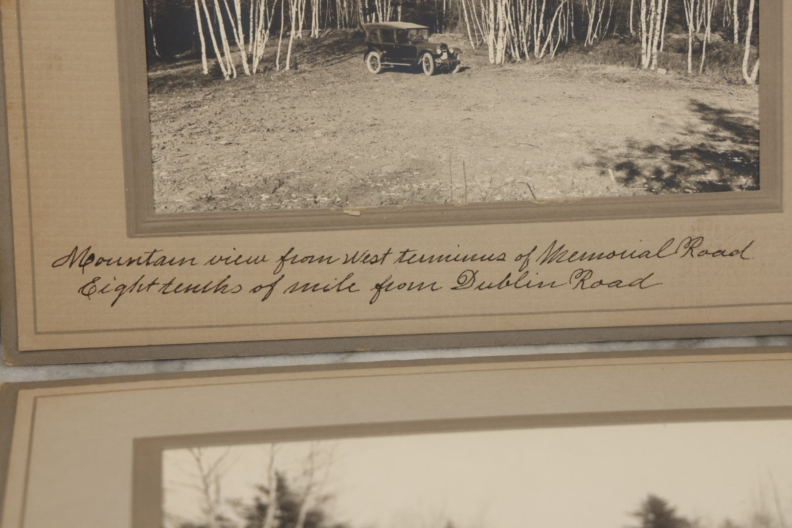 Lot 173 - Grouping Of Four Antique Photographs In Paper Slip Frames Depicting Memorial Road And Surroundings, Photographed By Johnson Studios, East Jaffrey, New Hampshire
