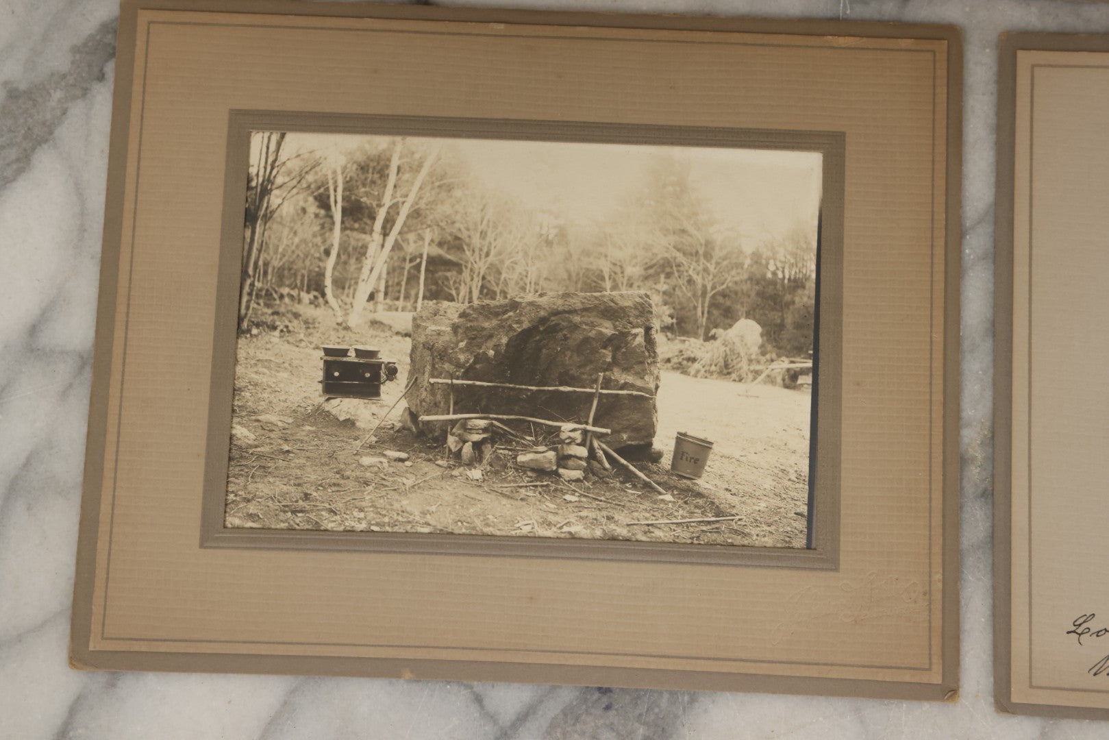 Lot 173 - Grouping Of Four Antique Photographs In Paper Slip Frames Depicting Memorial Road And Surroundings, Photographed By Johnson Studios, East Jaffrey, New Hampshire