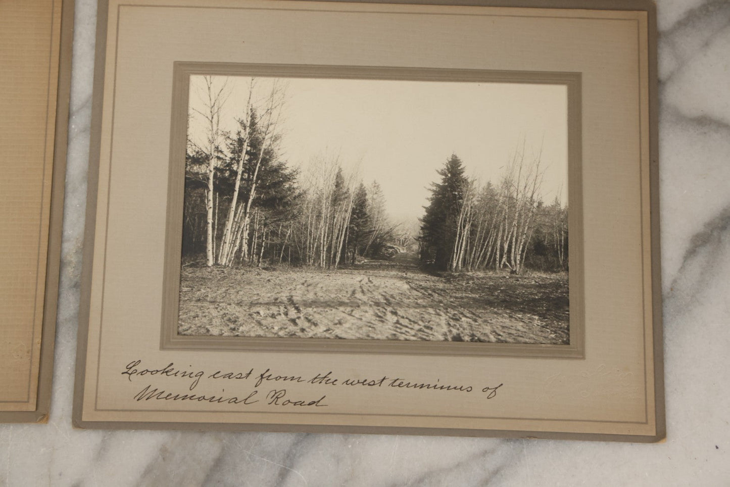 Lot 173 - Grouping Of Four Antique Photographs In Paper Slip Frames Depicting Memorial Road And Surroundings, Photographed By Johnson Studios, East Jaffrey, New Hampshire