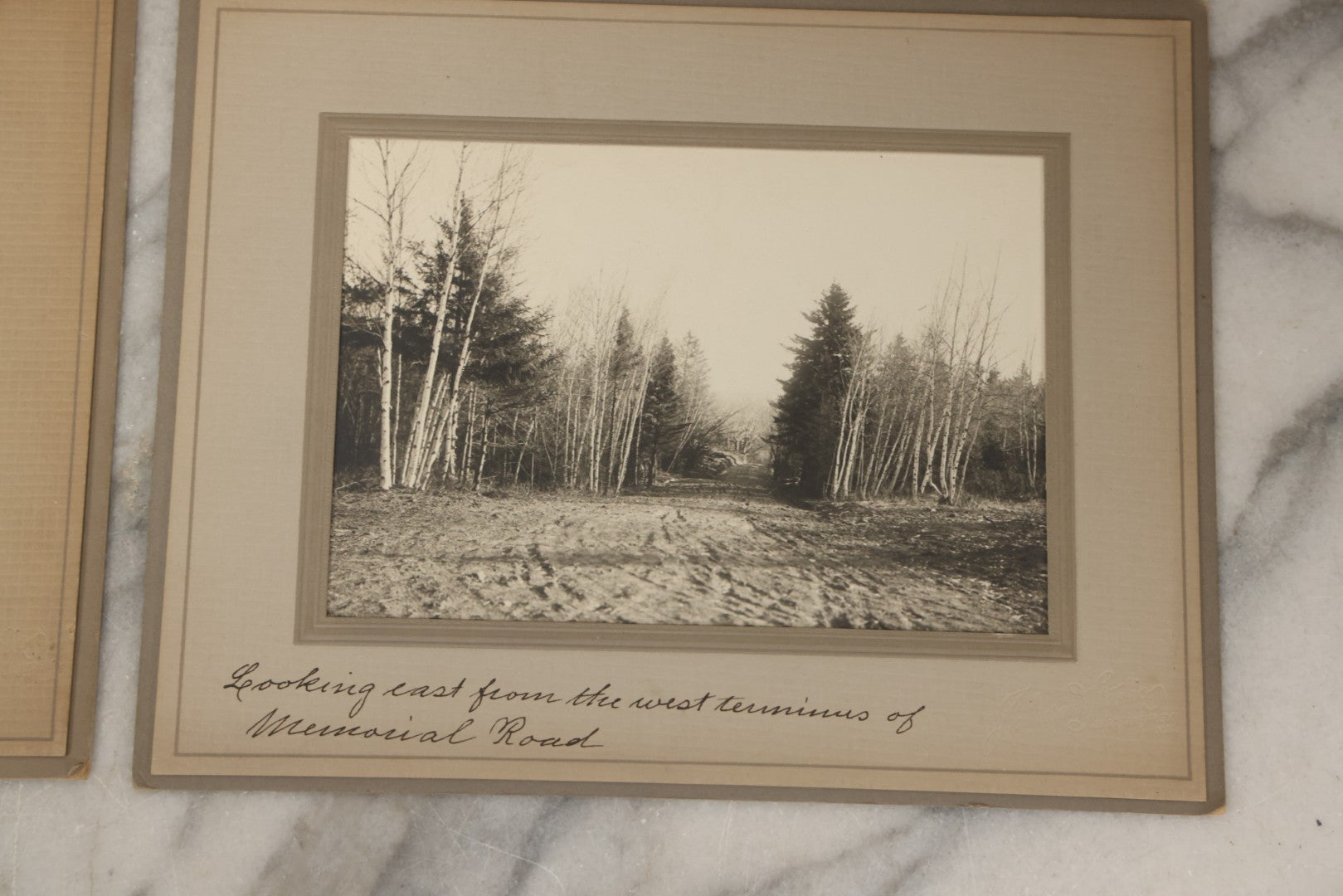 Lot 173 - Grouping Of Four Antique Photographs In Paper Slip Frames Depicting Memorial Road And Surroundings, Photographed By Johnson Studios, East Jaffrey, New Hampshire