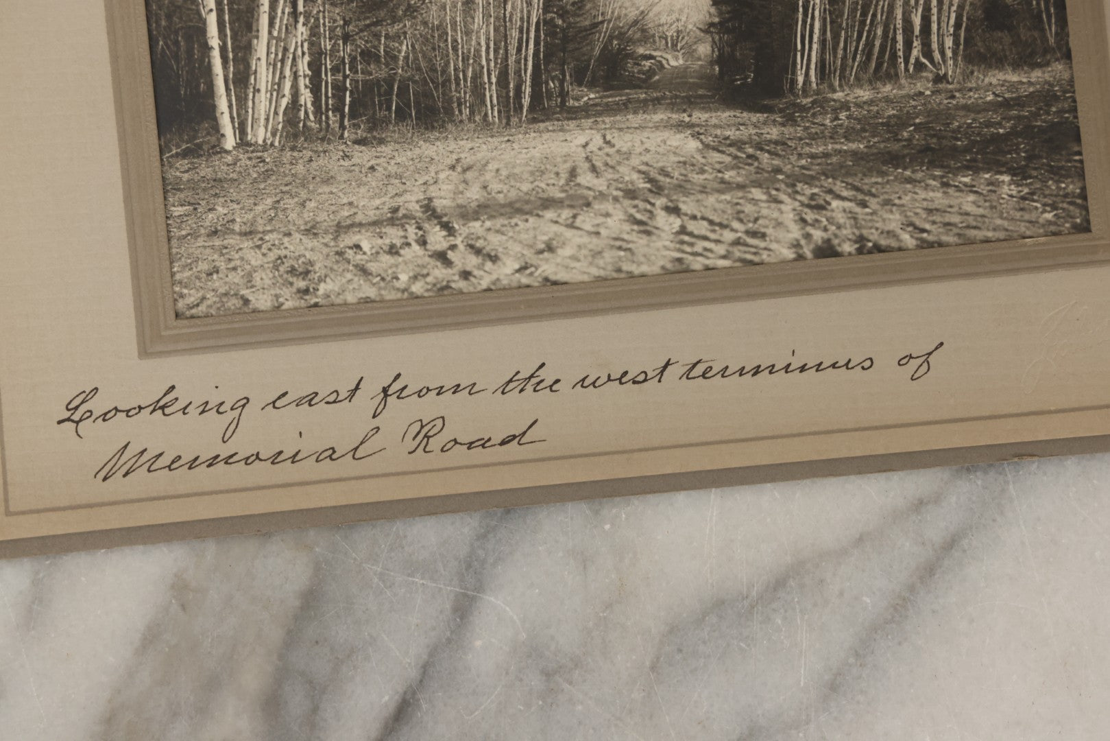 Lot 173 - Grouping Of Four Antique Photographs In Paper Slip Frames Depicting Memorial Road And Surroundings, Photographed By Johnson Studios, East Jaffrey, New Hampshire