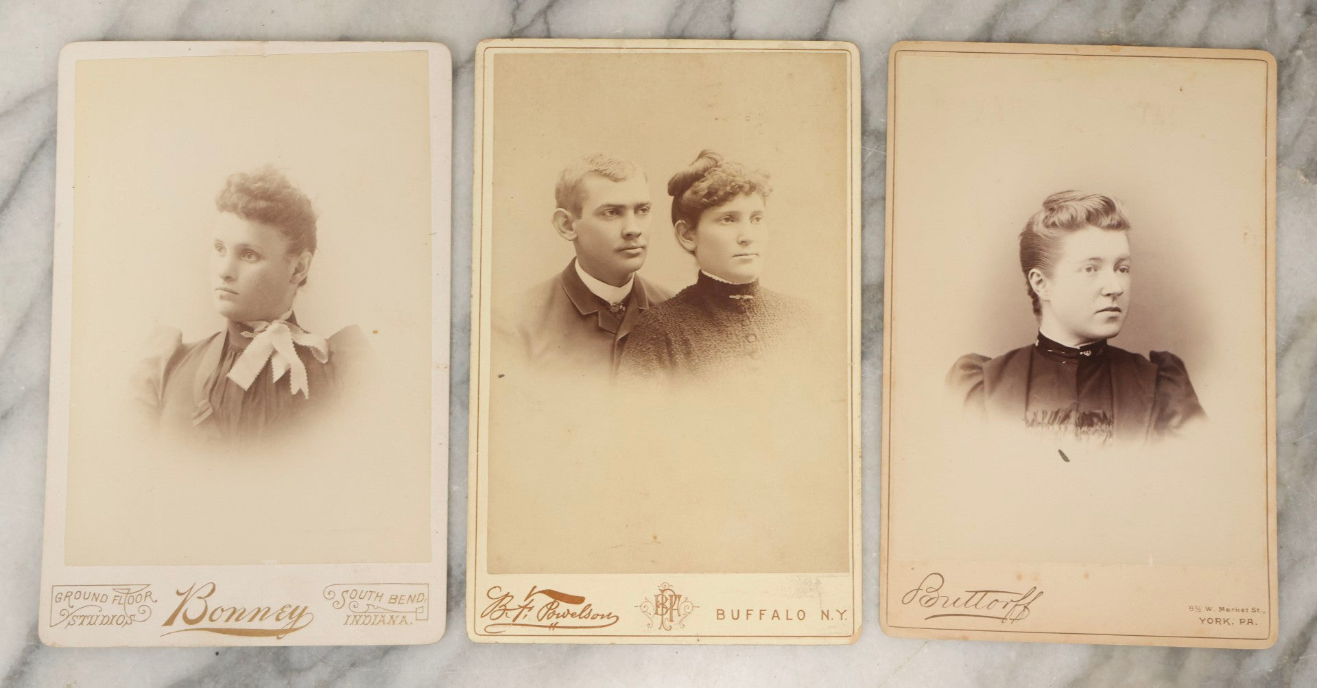 Lot 176 - Grouping Of Seven Antique Cabinet Card Photographs Of Victorian Women, Various Photographers And Locations
