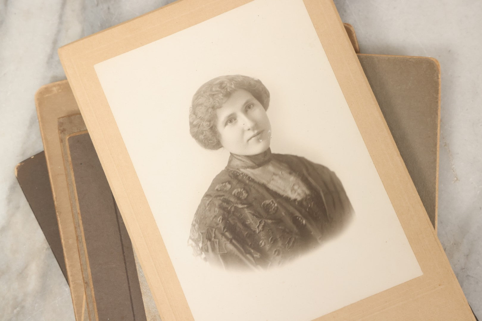 Lot 177 - Grouping Of Twelve Antique Photographs, Mostly Boarded, Including Wedding, Children, And Women Portraits, Circa 1880–1900