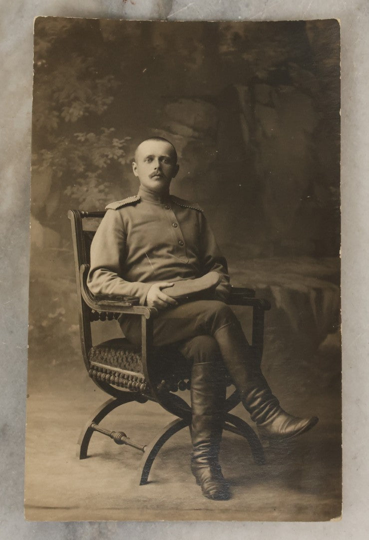 Lot 180 - Trio Of Early 20th Century World War I Era Military Portraits Including Two Real Photo Postcards RPPC And One Carte De Visite CDV, German Or Imperial Russian–Finnish, Circa 1914