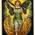 Lot 191 - Antique Embossed Gold-Accented Halloween Postcard “A Lucky Halloween” Depicting Fortune Fairy Emerging From Walnut Shell, I.S. B.37, Made In Germany, Postmarked Fort Detroit, Michigan, 1911, Written On Verso