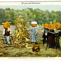Lot 193 - Antique Colored Photograph Postcard “Do You Need Protection?” Depicting Pumpkinhead Guards Protecting Queen, Copyright 1901 By Woodruff Ad House, Ravenna, Ohio, "Phostint Card" By Detroit Publishing Co., Postmarked 1908, Written On Verso