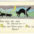 Lot 197 - Antique Halloween Postcard “Black Cats Are Seen At Halloween” Featuring Two Cats Beneath Crescent Moon, A.M.C. Artist Monogram, S. & W. Series 1006, Made In USA., Not Postmarked, Unused