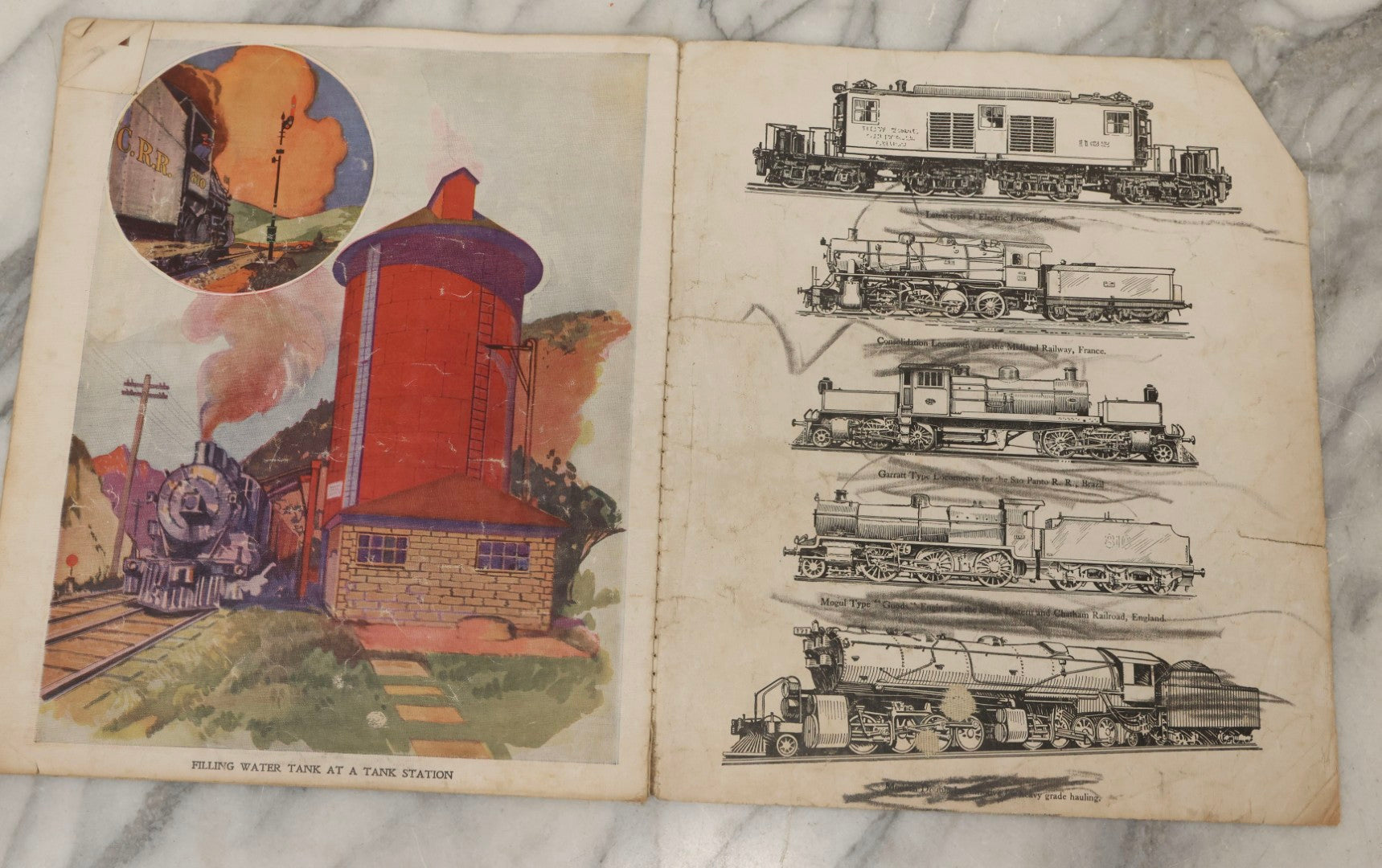 Lot 203 - Grouping Of 3 Antique And Vintage Industrial-Themed Children's Books Including “Railroad Book” By McLoughlin Bros., “Book Of Trains” By Grif Teller, And “Oil Comes To Us” By Rose Wyler And Warren W. McSpadden