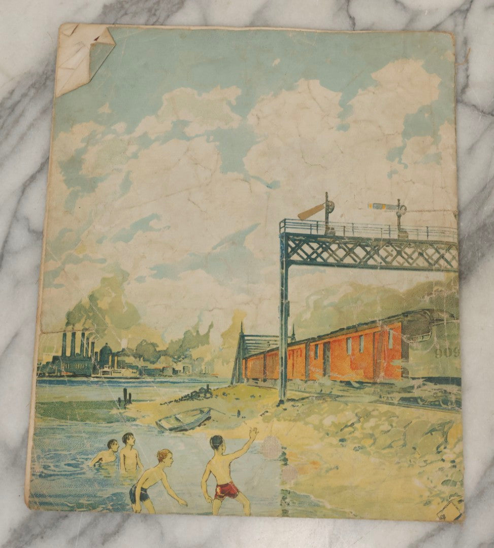 Lot 203 - Grouping Of 3 Antique And Vintage Industrial-Themed Children's Books Including “Railroad Book” By McLoughlin Bros., “Book Of Trains” By Grif Teller, And “Oil Comes To Us” By Rose Wyler And Warren W. McSpadden