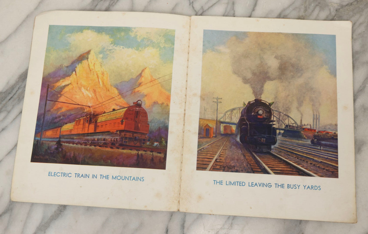 Lot 203 - Grouping Of 3 Antique And Vintage Industrial-Themed Children's Books Including “Railroad Book” By McLoughlin Bros., “Book Of Trains” By Grif Teller, And “Oil Comes To Us” By Rose Wyler And Warren W. McSpadden