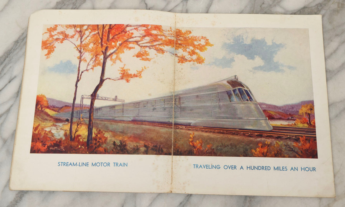 Lot 203 - Grouping Of 3 Antique And Vintage Industrial-Themed Children's Books Including “Railroad Book” By McLoughlin Bros., “Book Of Trains” By Grif Teller, And “Oil Comes To Us” By Rose Wyler And Warren W. McSpadden