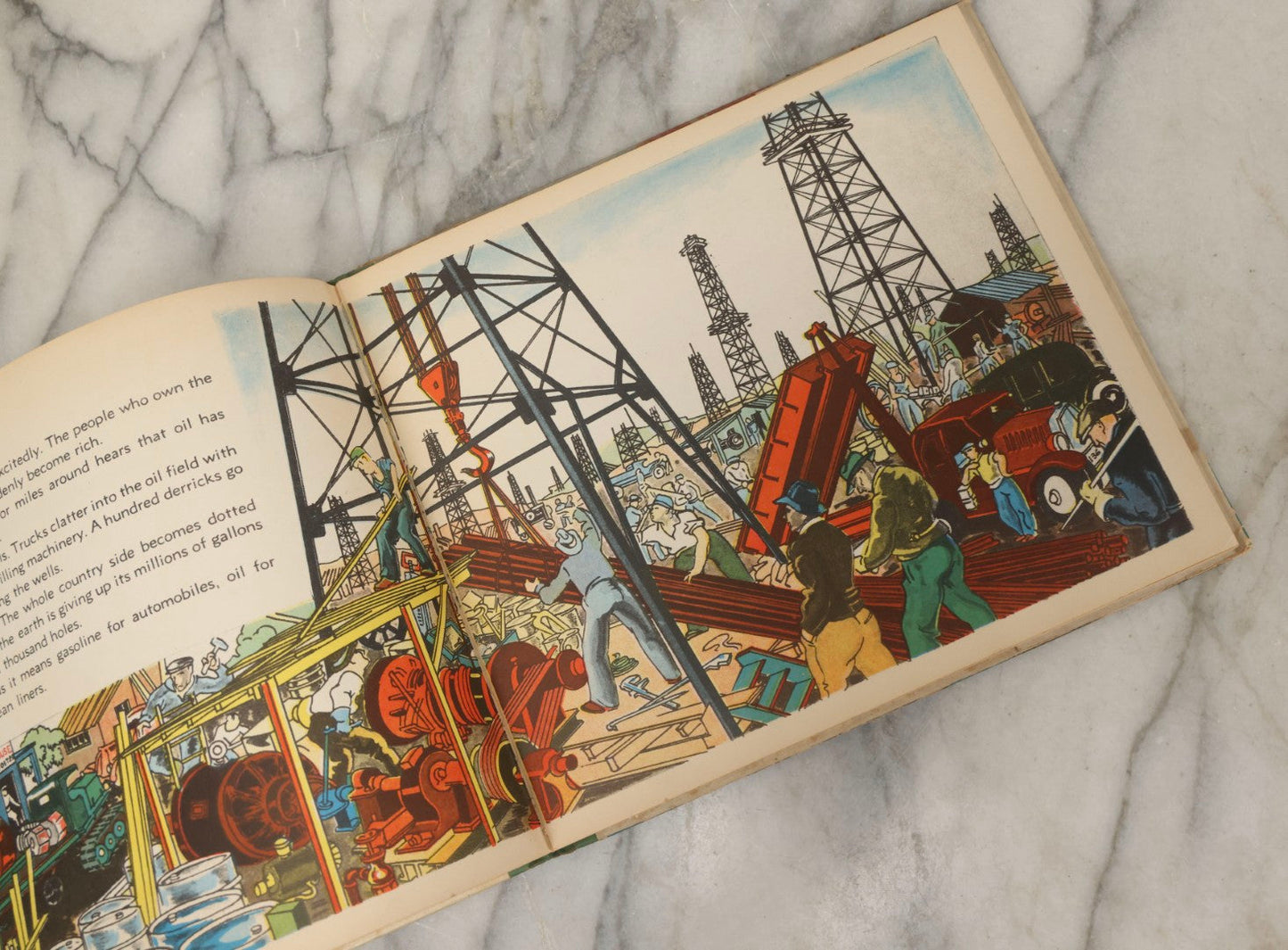 Lot 203 - Grouping Of 3 Antique And Vintage Industrial-Themed Children's Books Including “Railroad Book” By McLoughlin Bros., “Book Of Trains” By Grif Teller, And “Oil Comes To Us” By Rose Wyler And Warren W. McSpadden
