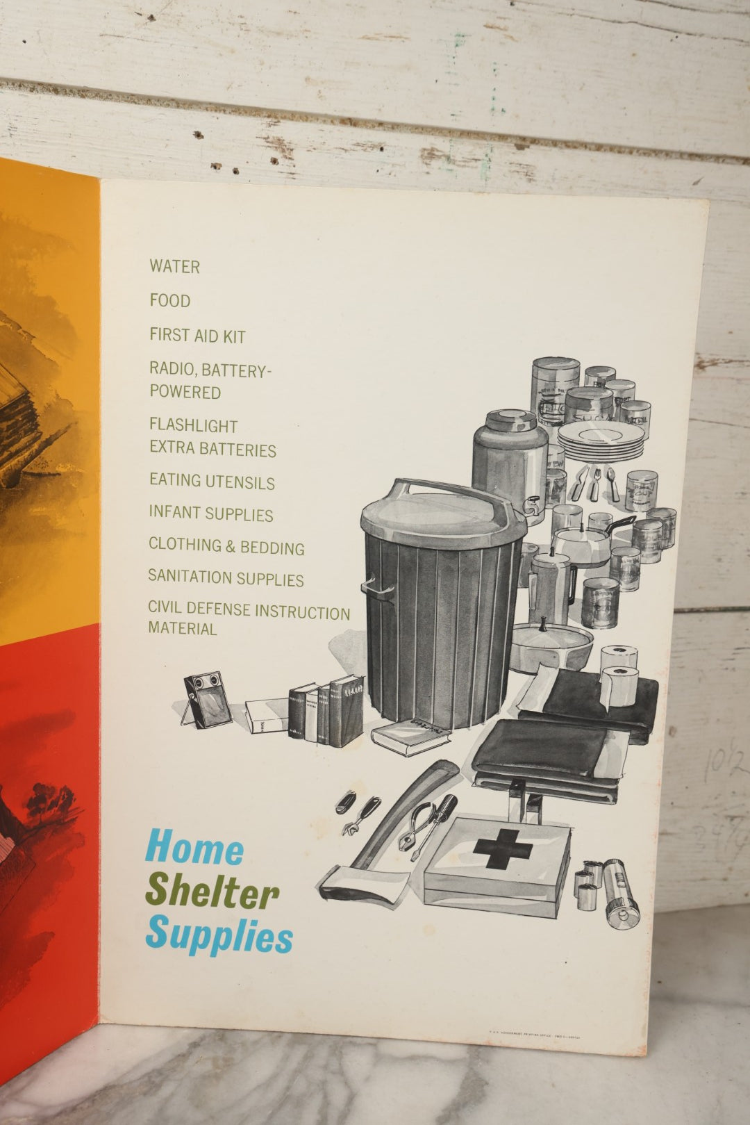Lot 204 - Vintage 1963 U.S. Government Civil Defense “Public Shelter Designs” Fold-Out Poster, Office Of Civil Defense, Fallout Shelter Program, 48" x 18"
