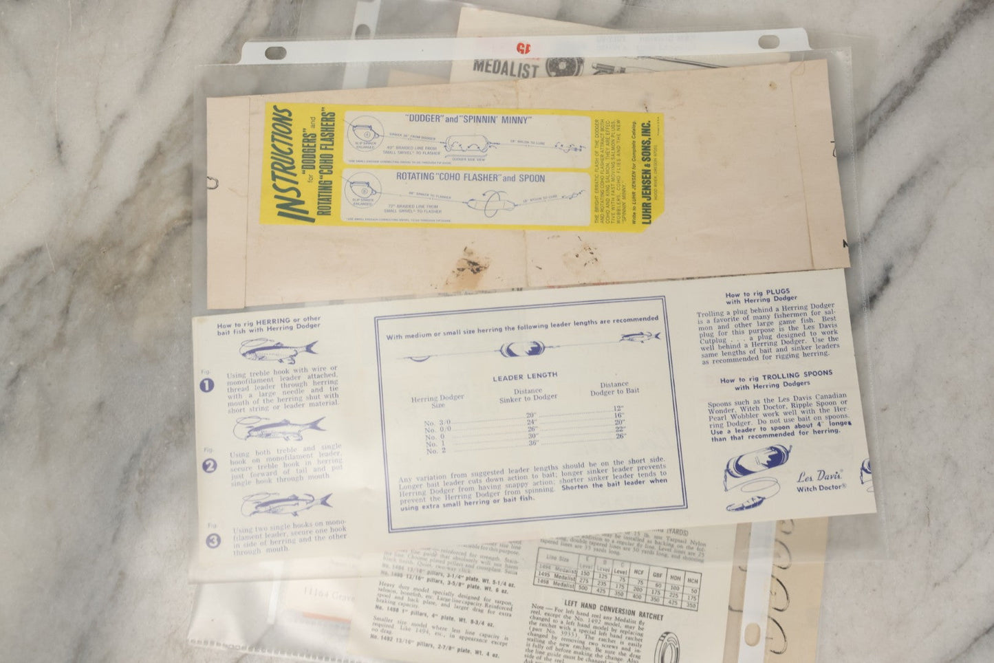 Lot 212 - Grouping Of Vintage Fishing Ephemera Including Pflueger Reel Advertisements And Booklets, "The Nitty Gritty Of Steelhead Fishing" By Dan Stair For Luhr Jensen & Sons, And Shoff Sporting Goods Chart, Kent, Washington