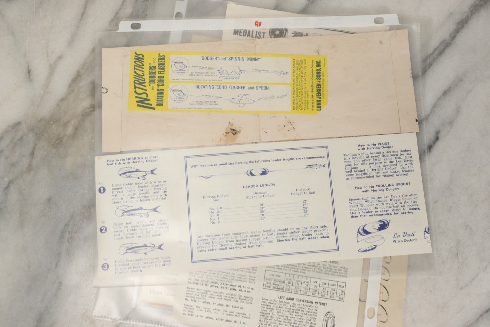 Lot 212 - Grouping Of Vintage Fishing Ephemera Including Pflueger Reel Advertisements And Booklets, "The Nitty Gritty Of Steelhead Fishing" By Dan Stair For Luhr Jensen & Sons, And Shoff Sporting Goods Chart, Kent, Washington