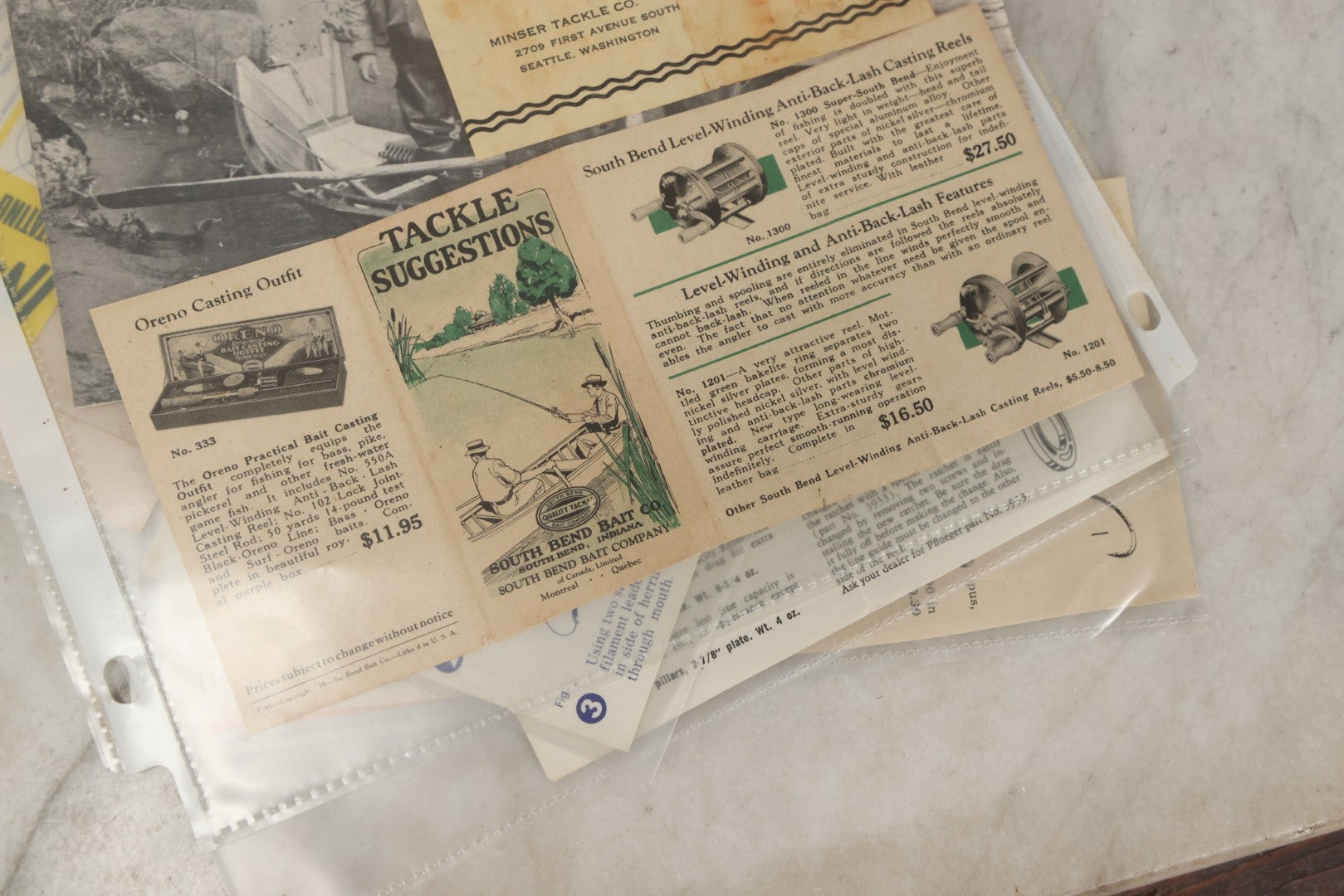 Lot 212 - Grouping Of Vintage Fishing Ephemera Including Pflueger Reel Advertisements And Booklets, "The Nitty Gritty Of Steelhead Fishing" By Dan Stair For Luhr Jensen & Sons, And Shoff Sporting Goods Chart, Kent, Washington